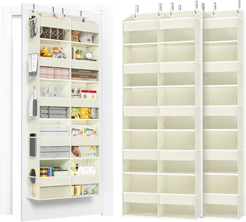 Miniatura 8 de PureSpace Organizador de 5 niveles sobre la puerta, 10 bolsillos laterales de malla y ventanas transparentes, almacenamiento colgante resistente