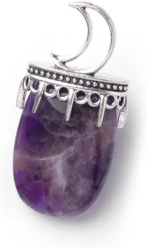 LHJ 7 dijes de piedras preciosas puntiagudas de cristal curativo, diseño de corona de luna, dijes de piedra vintage para hacer joyas, regalo de