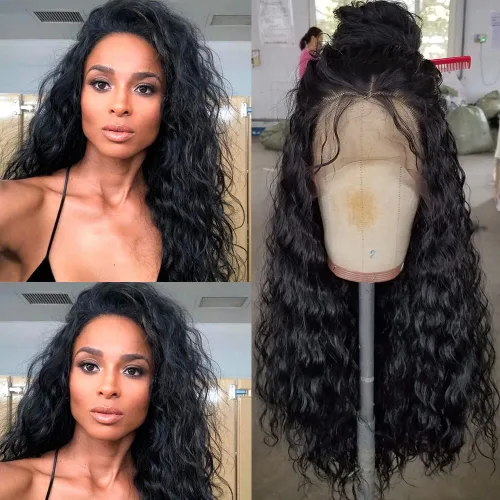 Miniatura 2 de QD-Tizer - Peluca larga de encaje rizado con ondas de moda para mujer