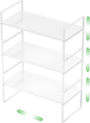 Miniatura 11 de Estante de almacenamiento expandible para gabinete, organizador apilable para cocina, baño, despensa, armario de especias, encimera, escritorio