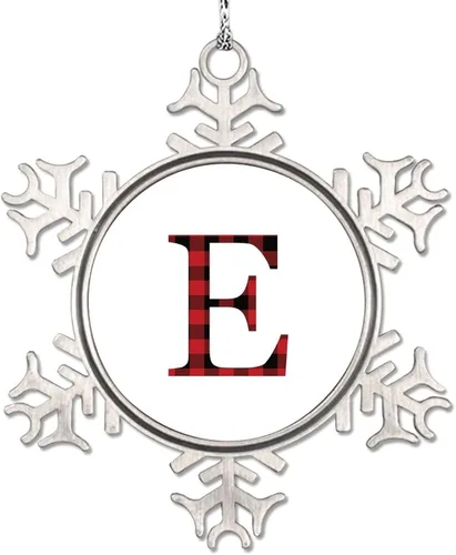 Miniatura 11 de Monograma inicial letra A copo de nieve, adornos de letras rojas y negras a cuadros para árboles de Navidad, adornos de Navidad personalizados