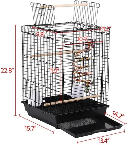 Miniatura 3 de Yaheetech Jaula de viaje para pájaros con tapa abierta para Conure Sun Periquito Green Cheek Conure Lovebird Budgie Finch Canary, tamaño pequeño