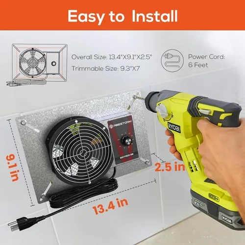 Miniatura 4 de Abestorm Ventiladores de ventilación de 260 CFM, ventilador de escape con clasificación IP-55 con termostato de humidistato, ventilador