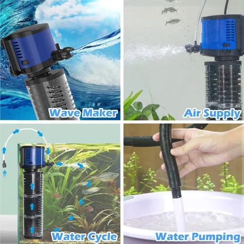 Miniatura 4 de Bomba de estanque de filtración de 660 GPH, bomba de agua sumergible de sumidero con filtro de esponja, 8 pies de elevación alta, silenciosa