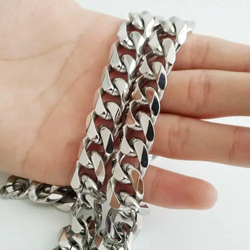Miniatura 4 de WXP Collar y pulsera de cadena de eslabones cubanos de acero inoxidable para hombres y niños gargantilla hip hop joyería de 0433in0591in0748in 75
