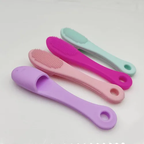 Miniatura 5 de Paquete de 5 cepillos de limpieza facial manual de silicona suave, cepillo limpiador facial para limpieza suave y eficaz, eliminar puntos negros