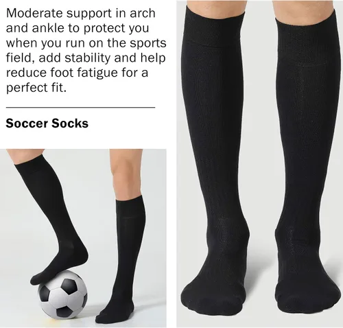 Miniatura 5 de Paquete de 2 calcetines de fútbol, béisbol, sóftbol para jóvenes y adultos, calcetines multideportivos, 4 tamaños (S-XL)