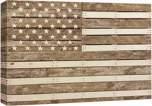 wall26 Lienzo impreso para pared, panel de madera, bandera de Estados Unidos, historia educativa y escolar, arte moderno, nacional, clásico,