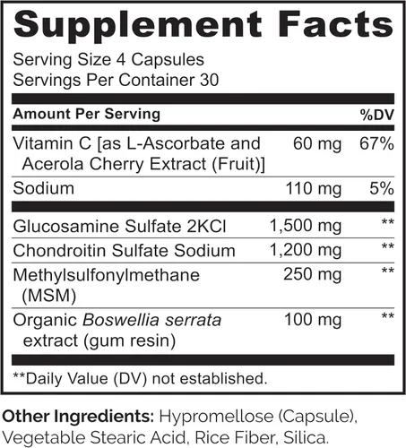 Miniatura 8 de NATURELO Glucosamina condroitina MSM con boswellia y vitamina C - Suplemento para comodidad, movilidad y fuerza de las articulaciones - 120 cápsulas