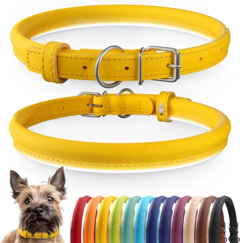 Miniatura 14 de CollarDirect Collar de perro con tachuelas, collares de cuero para mascotas para perros pequeños, medianos y grandes, acolchado suave, marrón, negro