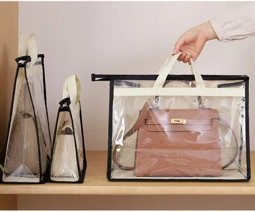 Miniatura 8 de Gcroet Bolsa de almacenamiento transparente antipolvo para colgar en el armario con cremallera y asa, bolsa de almacenamiento que ahorra espacio