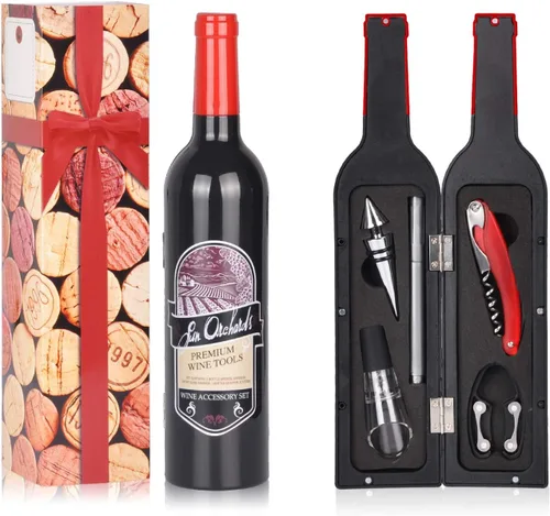 Miniatura 9 de Solaris Juego de regalo de accesorios de vino, 5 piezas de sacacorchos de lujo con elegante caja de regalo, regalo perfecto para vino de fiesta