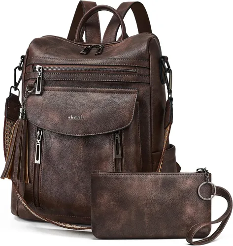 Miniatura 7 de Shrrie - Mochila de cuero para mujer, bolso de moda, mochila de cuero para mujer, mochila de viaje de diseñador, bolso de hombro convertible