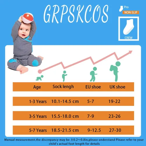 Miniatura 7 de GRPSKCOS Calcetines antideslizantes para niños pequeños, 12 pares de calcetines antideslizantes para niños y niñas de 1 a 7 años