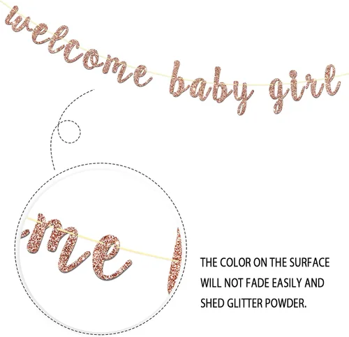 Miniatura 3 de Cartel de bienvenida para niña, con purpurina de oro rosa con una pequeña princesa, baby shower, revelación de género, decoración de fiesta AF