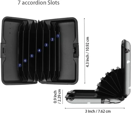 Miniatura 5 de Mini tarjetero para mujeres u hombres, tarjetero delgado con bloqueo RFID, estuche rígido para tarjeta de identificación, tarjetero de viaje, Negro