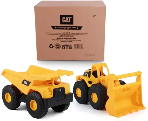 Miniatura 13 de Juego de juguetes de construcción CAT, paquete de 2 camiones de juguete de flota de construcción de 10" con piezas articuladas, divertido y duradero
