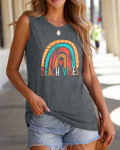 Miniatura 6 de Camisetas sin mangas para mujer, camisetas de verano sin mangas, casuales, holgadas, blusas tipo túnica