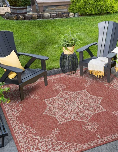 Miniatura 48 de Unique Loom Outdoor Traditional Collection - Alfombra de área antigua (4 pies 1 pulgada x 6 pies 1 pulgada, rectangular, beige y negro)