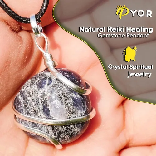 Miniatura 34 de PYOR Collar con colgante curativo de Reiki de cristal, gemas de buena suerte, prosperidad, riqueza, piedras preciosas naturales, collares de buena