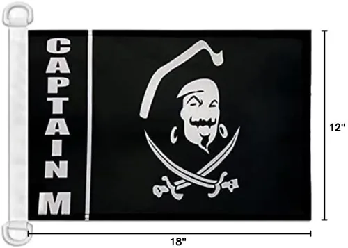 Miniatura 2 de Bandera náutica del Capitán Morgan Pirata 18'' x 12'' – Calavera Piratas banderas 11.8 x 17.7 in – Banner 12x18 in para barco – AZ FLAG