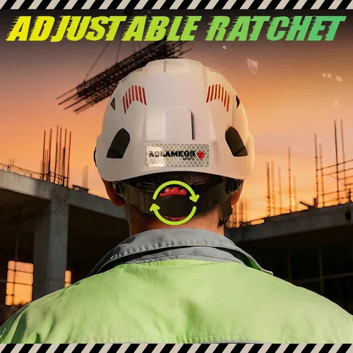 Miniatura 7 de Construction Hard Hats with Clear and Tinted Visor - OSHA Approved ANSI Z89.1 Dual Eye Protection Black Hard Hat with Chin Straps for Men Sombrero