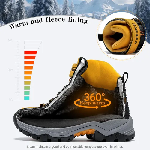 Miniatura 4 de Littleplum Botas de nieve para niños, botas cálidas de invierno, antideslizantes, para senderismo, al aire libre, botas de tobillo para niños