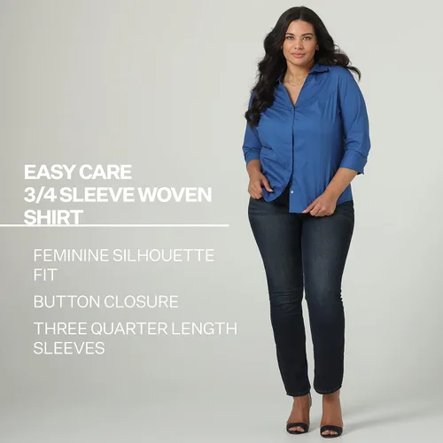 Miniatura 3 de Riders by Lee Indigo Women's Plus Size Easy Care Sleeve Woven Shirt
