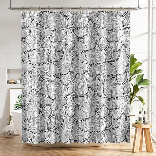 Miniatura 31 de AmazerBath Cortina de ducha floral, juego de cortinas de ducha lavables de tela con 12 ganchos para cortina de ducha, cortinas de ducha de tela C
