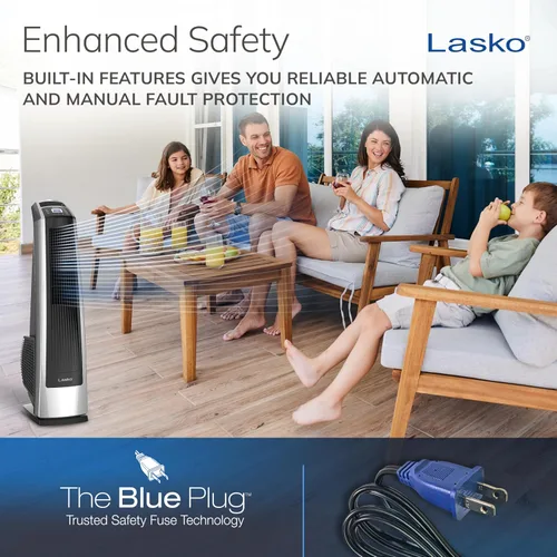 Miniatura 6 de Lasko U35115 - Ventilador de torre oscilante de alta velocidad para habitación, garaje, sótano y gimnasio con control remoto, temporizador, 3