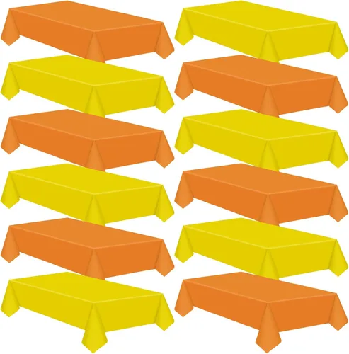 Miniatura 13 de Patelai 6 manteles de plástico desechables de Acción de Gracias para mesas rectangulares, manteles de mesa de otoño para Acción de Gracias y Naranja