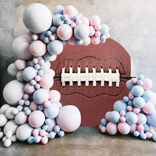 Miniatura 4 de Telón de fondo redondo de fútbol americano, temática de rugby, para hombres, niños y niños, decoración de fiesta de cumpleaños de 6.5 x 6.5 pies