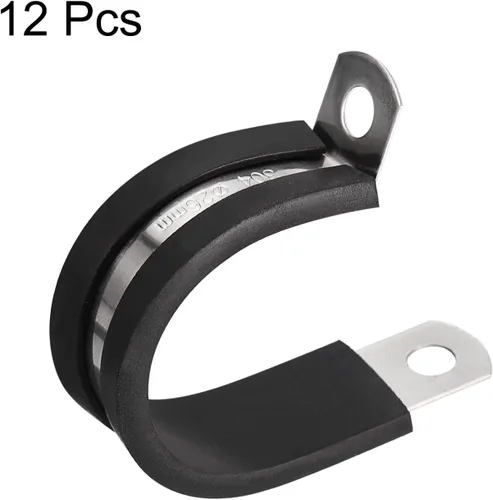 Miniatura 3 de uxcell Abrazadera de cable de 1-1/32 pulgadas (1.024 in) abrazadera de cable de acero inoxidable 304 Abrazadera aislada acolchada en forma de R