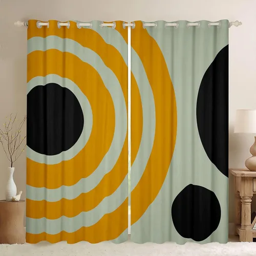 Erosebridal Cortinas opacas geométricas completas de 42 pulgadas de ancho x 84 pulgadas de largo, 2 paneles, cortinas y cortinas de color naranja y