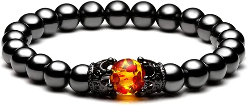 Miniatura 4 de Jovivi Pulsera de piedra de ojo de tigre de obsidiana negra de hematita para hombres y mujeres, de 0.394in, cuentas de piedras preciosas redondas
