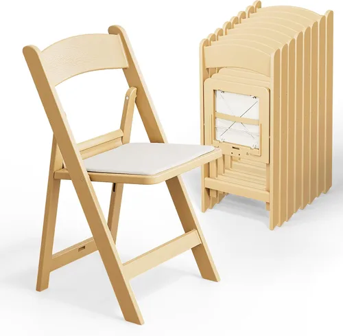 Miniatura 22 de VINGLI Sillas plegables de resina con cojín, silla plegable de plástico con cómodos asientos acolchados, perfectas para fiestas y eventos en Negro