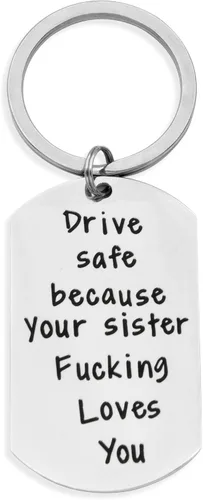 Miniatura 6 de Llavero con texto en inglés Drive Safe I Need You Here With Me, regalos para novio con texto en inglés "I Love You", regalo de cumpleaños para marido
