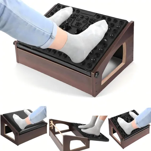 Miniatura 10 de Reposapiés ergonómico, 4 alturas ajustables, reposapiés debajo del escritorio, almohadillas suaves, reposapiés para oficina, mejora la postura