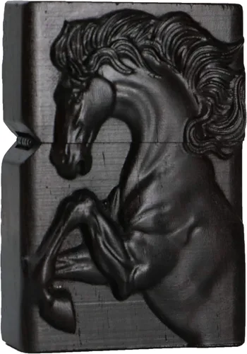 Miniatura 41 de Caja de carcasa de madera de ébano negro natural tallada para módulo Zippo (Serpiente Cobra)