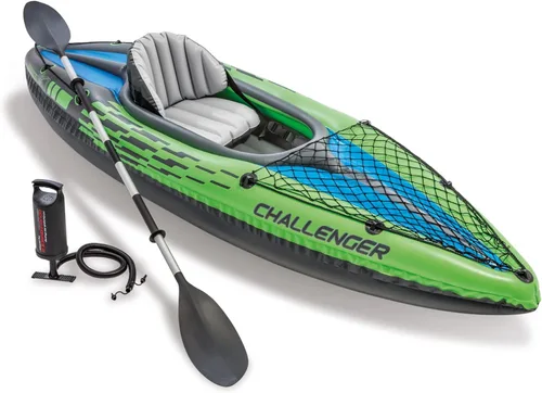 Serie de Kayaks Inflables Intex Challenger: Incluye remos Deluxe de 86 pulgadas y bomba de alto rendimiento – PVC SuperStrong – Asiento ajustable