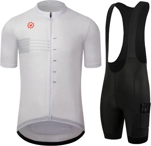 GCRFL Conjunto de camiseta de ciclismo para hombre, camiseta ligera para ciclismo de carretera, pantalones cortos con bolsillos acolchados