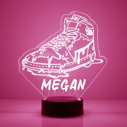 Letrero LED Personalizado de Zapatilla Luz Nocturna con Control Remoto, Texto Personalizado, Pantalla Acrílica con 16 Colores y 4 Modos, Batería o