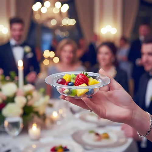 Miniatura 4 de Lillian Tablesettings Cuencos de plástico pesados de alta calidad de China como vajilla para bodas y fiestas, 5 onzas, paquete de 30