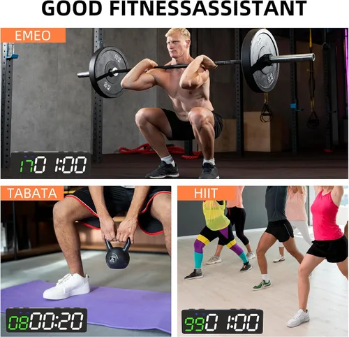 Miniatura 3 de Mini reloj portátil con temporizador de gimnasio, pantalla digital LED grande, imán potente, batería potente, cuenta arriba/abajo, cronómetro