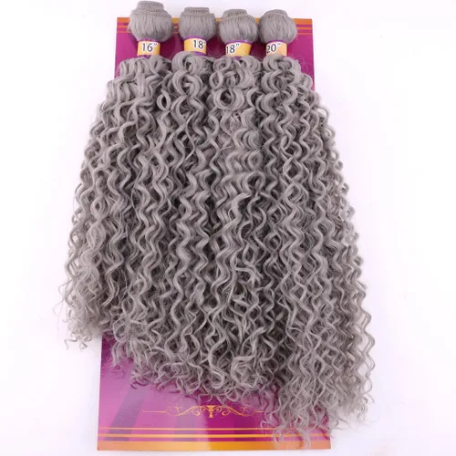 Miniatura 30 de Extensiones de cabello rizado afro rizado, sintético, tejido rápido, extensiones de cabello de fibra de alta temperatura para mujeres, color negro