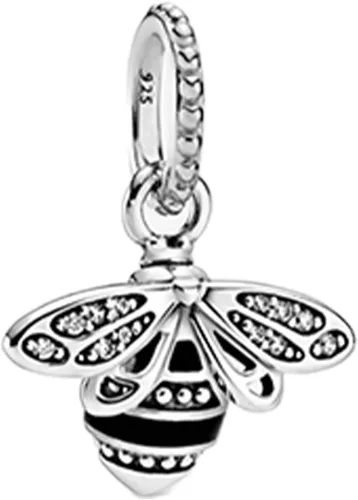 NJXINJIABO Abalorio de plata de ley 925 para pulseras y collares, lindos animales, cerdo, mariposa, gusano brillante, flor, colgante, joyería,