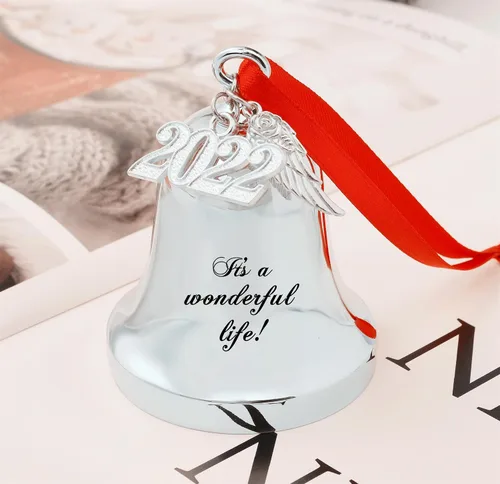 Miniatura 4 de FKOG 2025 Adorno de Campana de Navidad It's A Wonderful Life, Campana Plateada para Árbol de Navidad y Adorno de Campana de Trineo, Regalos