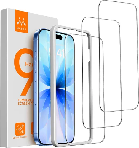 Miniatura 8 de Mkeke - Protector de pantalla para iPhone 11/XR, paquete de 3 unidades de vidrio templado [dureza 9H] [marco de fácil instalación] [tacto sensible]