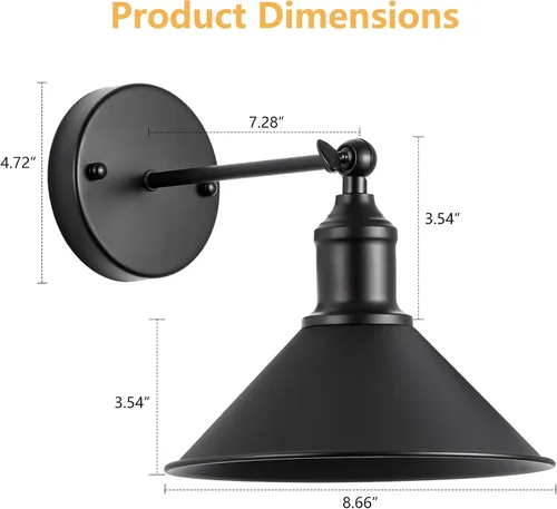 Miniatura 2 de Juego de 2 apliques de pared inalámbricos vintage negros a pilas, luces LED inalámbricas con control remoto, para dormitorio, casa de campo
