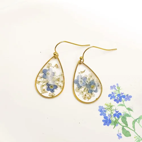 Miniatura 5 de Pendientes de flores prensadas hechos a mano para mujer